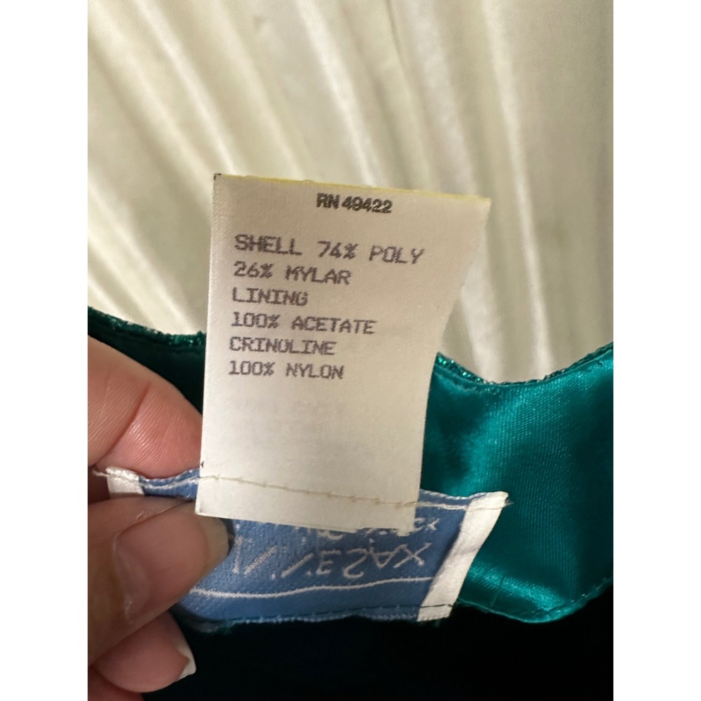 Vtg 80s Gunne Sax Jessica McClintock Teal Lace Prom‎ Dress Size 11/12 - Picture 5 of 6